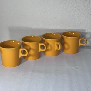 Fiestaware Homer Laughlin Round Handle Coffee Mug HLC USA Atomic Orange Set of 4